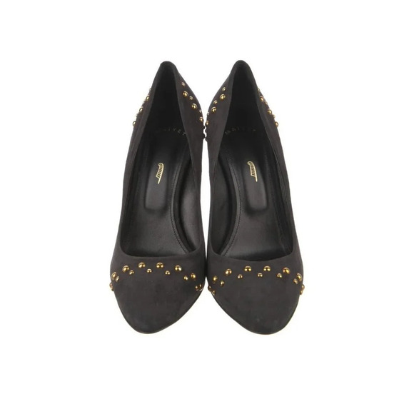 Maiyet Luxury Black Suede Gold Stud Heels Sz 40 - Picture 3 of 6